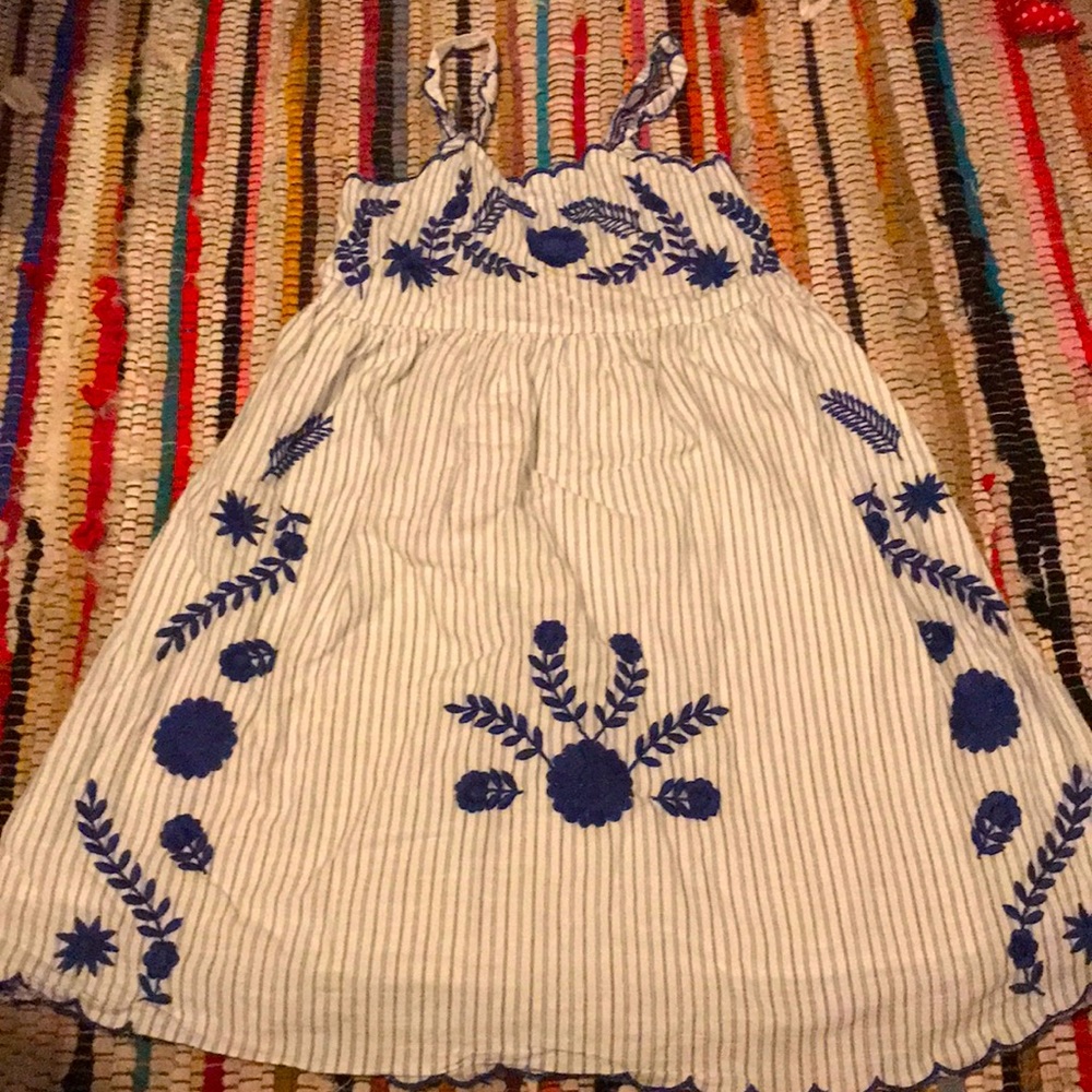 Blue and white dress